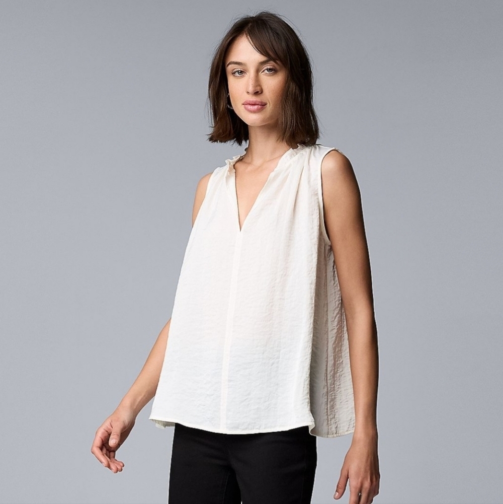 Simply Vera Vera Wang White Blouse Size Large